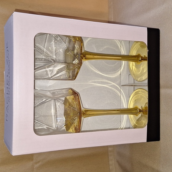 Rachel Zoe Dining Rachel Zoe Wine Glasses Gold Stems Geometric
